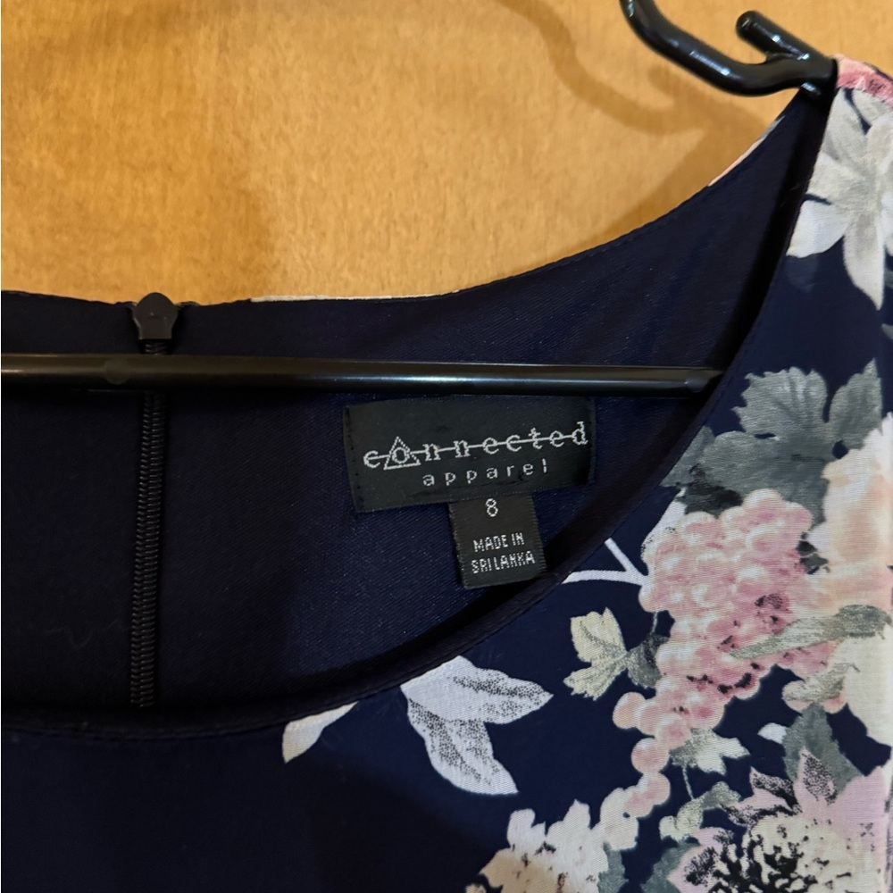 Connected Apparel Navy Floral Midi Dress - Picture 3 of 8